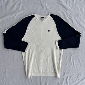 Vtg 2000s Nautica Knit Sweater XL blue and white